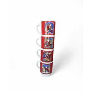 Vintage Christmas Coffee Mugs Stackable Small Set Of 4